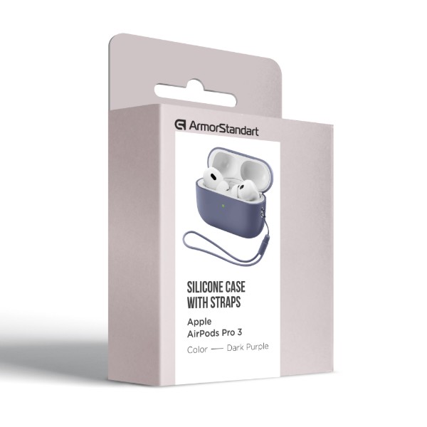 Фото - Чехол для наушников Armorstandart Silicone Case with straps for Apple AirPods Pro 3 Dark Purple (ARM91280)